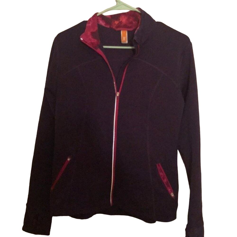 Lucy Activewear Full Zip Windbreaker Jacket Purple Pink Small Thumbholes